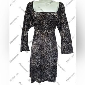 VTG 1990s Y2K Goth Velvet Burnout Lace Babydoll Dress XL